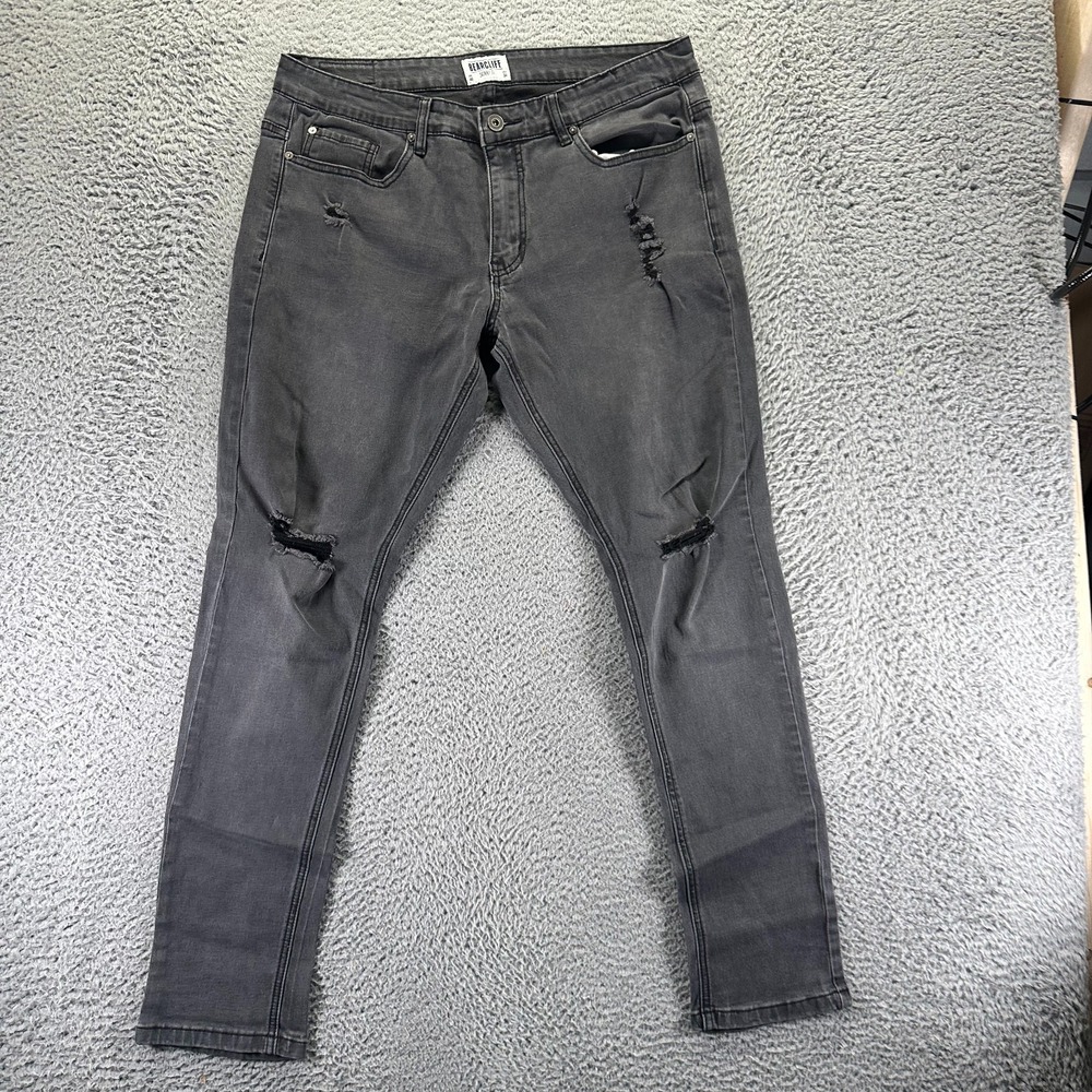 Bearcliff Jeans Men's 34x32 Gray Cotton Skinny Leg Workwear Faded Travel Stretch